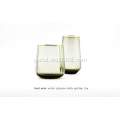 Hand Made Glasses With Gold Rim Smoky Gray Glass Tumblers Manufactory